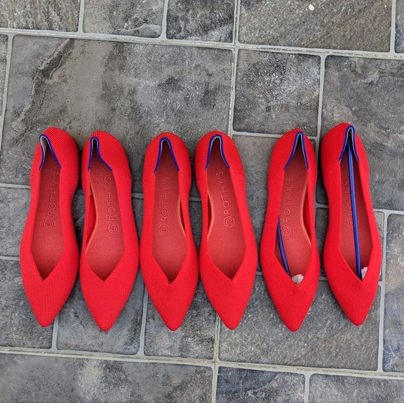 ♥️NWOT Rothy's The Point Flame Red Woman's Flat Shoes♥️ - Picture 2 of 16